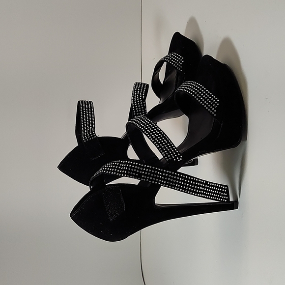 Promise black platform rhinestone stiletto sandals Size: 8 - Picture 1 of 5